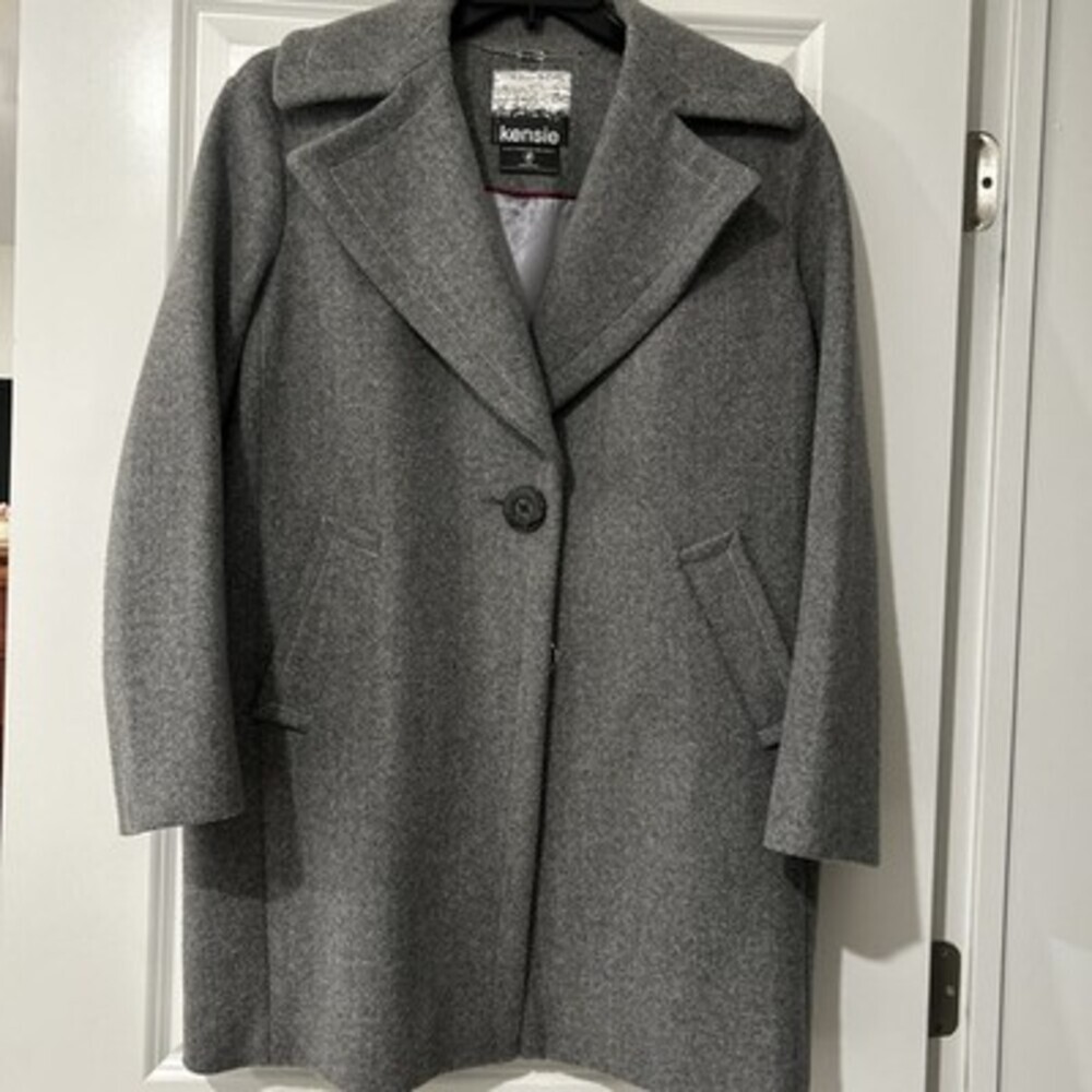 Kensie Womens Wool Blend Coat Gray  NWOT Size M